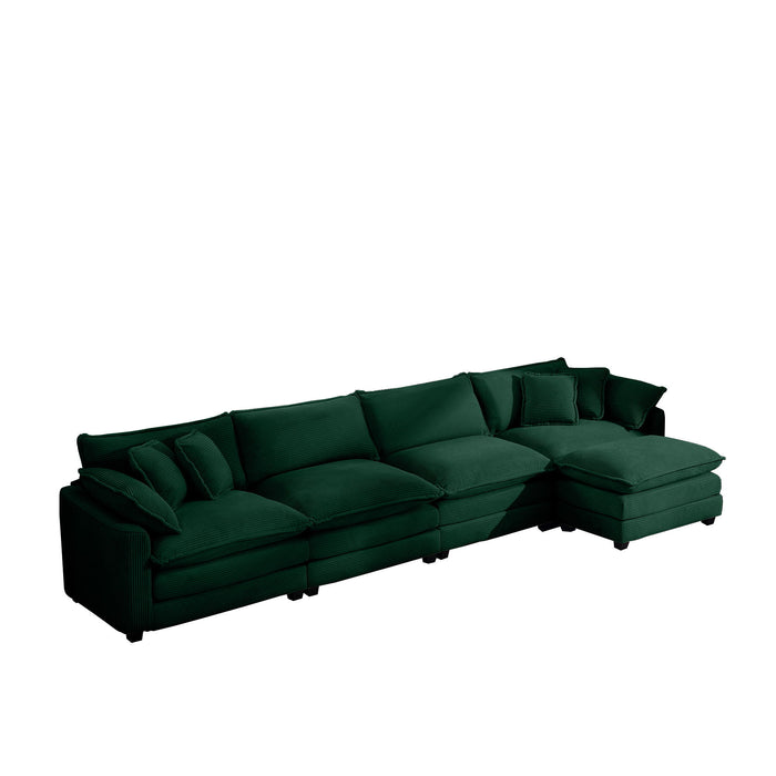 Modern Oversized Modular Cushion Sofa With Ottoman, Low Back, Deep Seating Sofa Set