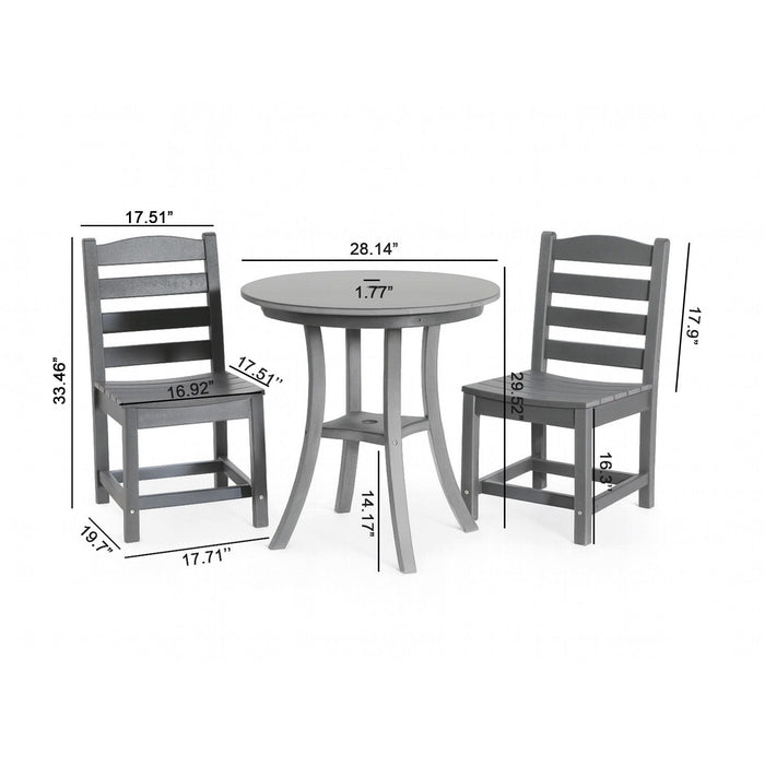 3 Piece Outdoor Dining Set, Round Patio Table With 2 Armless Chairs