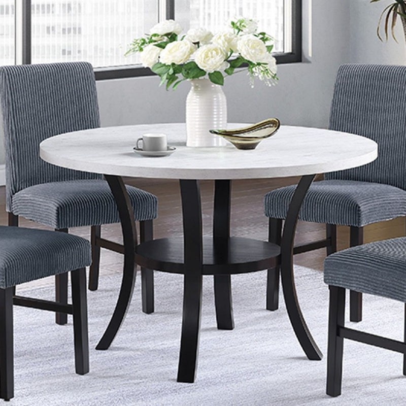 5 Piece Dining Set Chairs, Table With Lower Shelf - Black / Dark Gray / White
