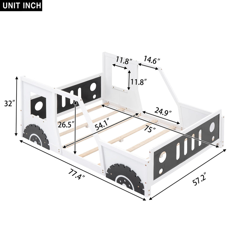 Classic Car Shaped Platform Bed With Wheels