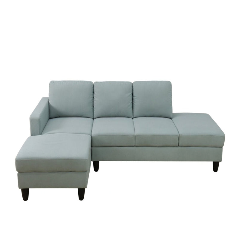 L - Shaped Sectional Sofa With Left Chaise & Ottoman - Pale Green