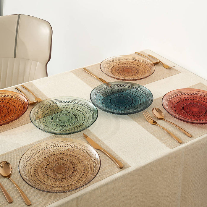 Glass Hobnail Colored Plates | Set of 6 Plate 10.6"D