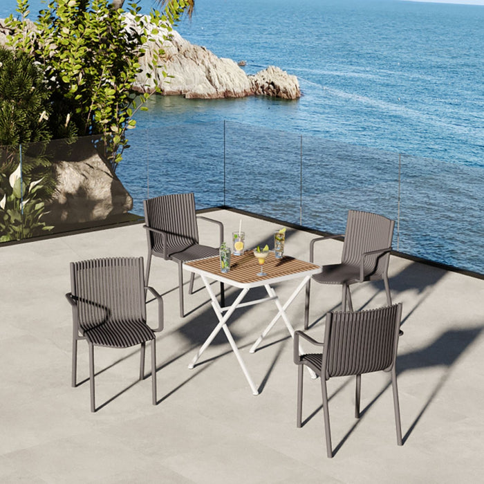 4 Piece Stackable Single Chairs With Vertical Stripe Design For All Weather