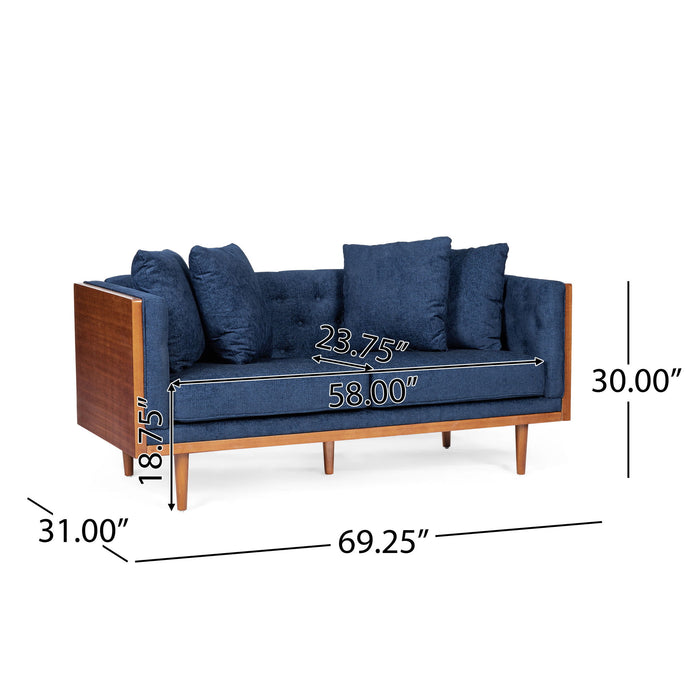 Retro Modern Loveseat With Button Tufted Upholstery