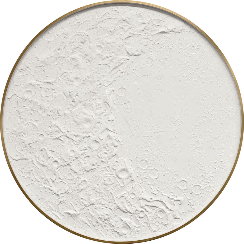 Lunar Relief Hand-Painted LED Canvas In Frame - Ivory / White