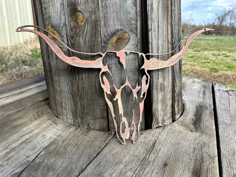 Bull Skull Metal Sign, Western Decor, Cattle Metal Signs