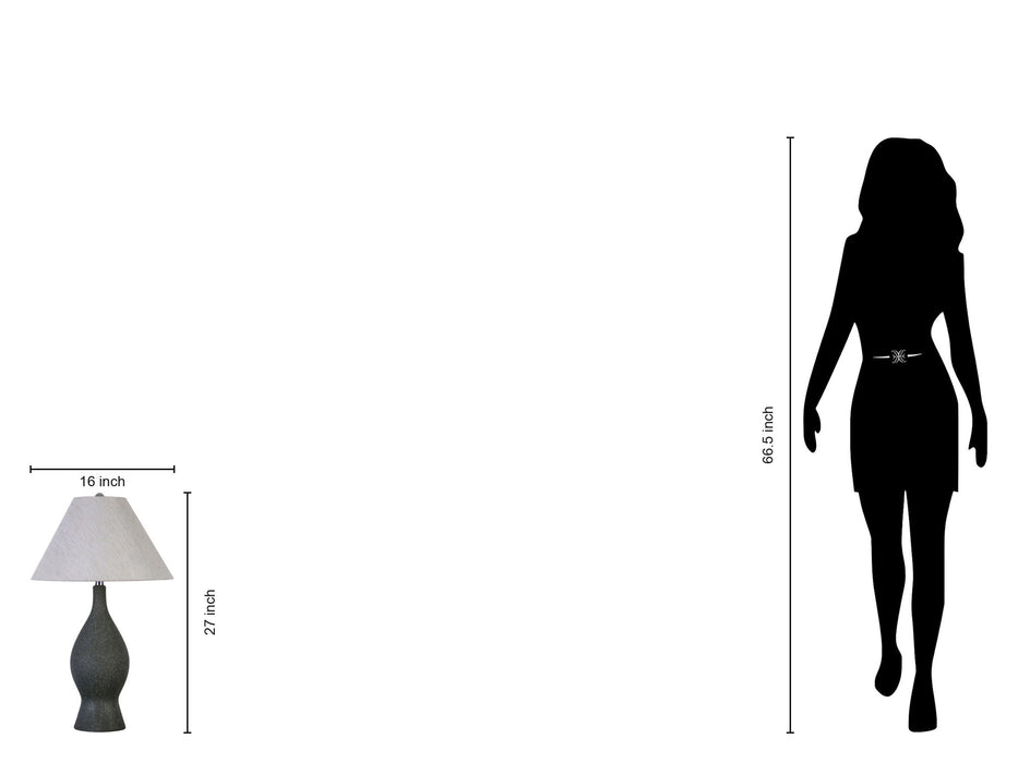 "Cerulean Elegance" Ceramic Table Lamp (Set of 2) - Blue Gray