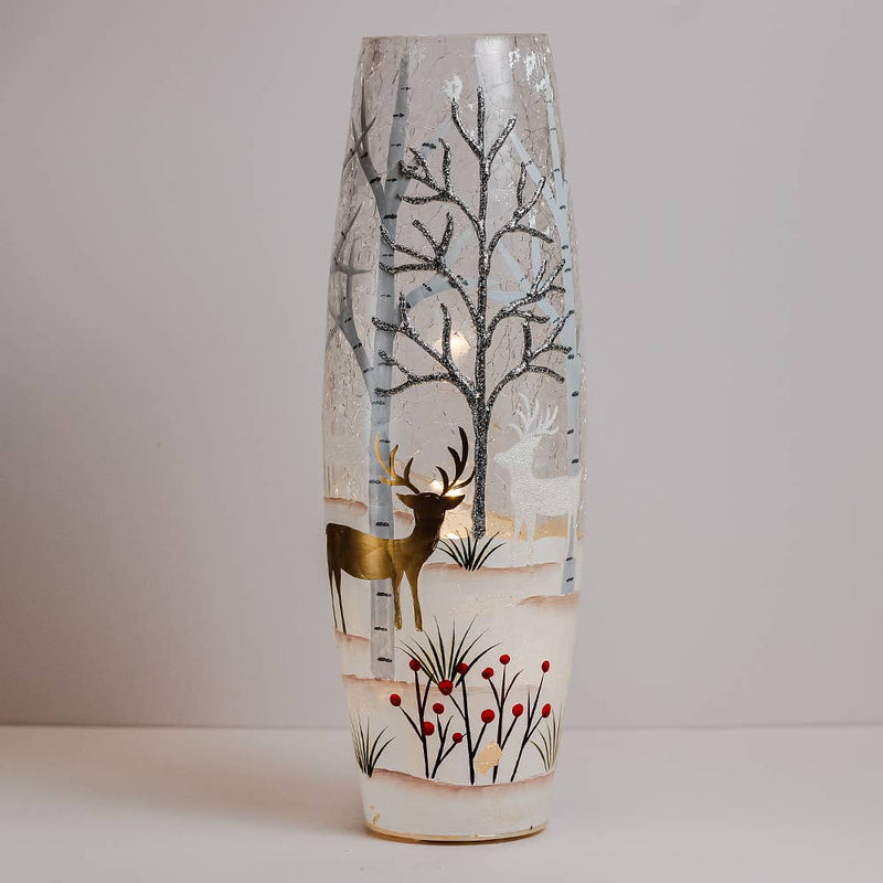 Silver & Gold Glass Vase with LED String Lights — Christmas, Holiday Decorations