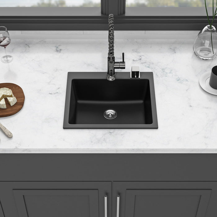 Quartz Kitchen Sink, Granite Composite, Drop In Sink With Durable Design