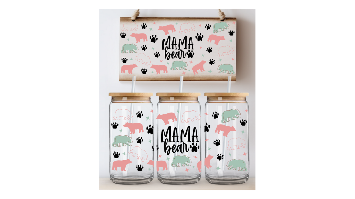 16 oz Iced Coffee Glass Can - MAMA BEAR