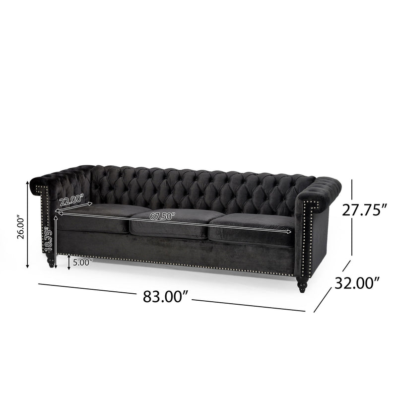 Chesterfield Style 3 Seater Sofa With Deep Button Tufting