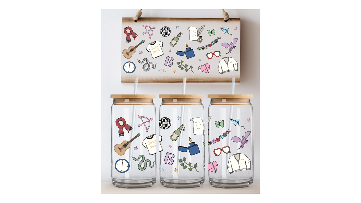 16 oz Iced Coffee Glass Can - Taylor Swift