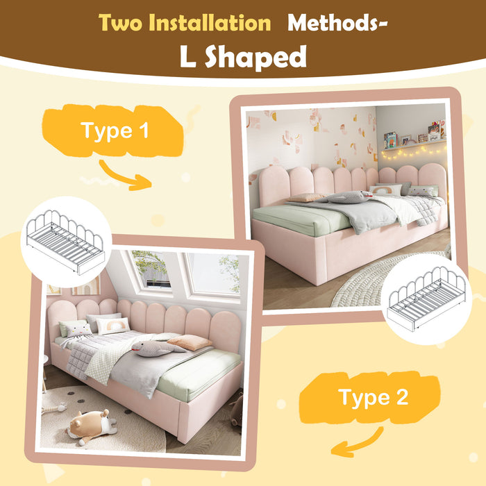 Upholstered Daybed With Metal Slatted Base