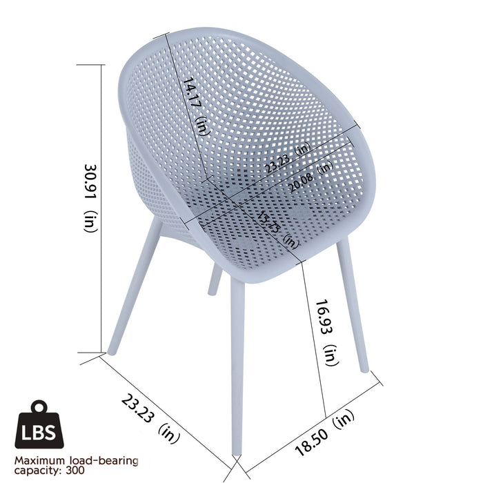 2 Piece Durable Single Chair With Mesh Hollow Out Design