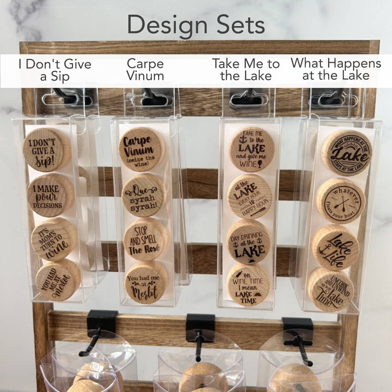 Engraved Wood Wine Bottle Stoppers - Pack of 4 Toppers
