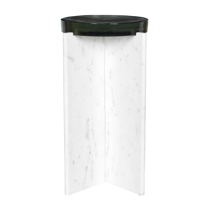 Olina - Marble Outdoor Accent Table - White