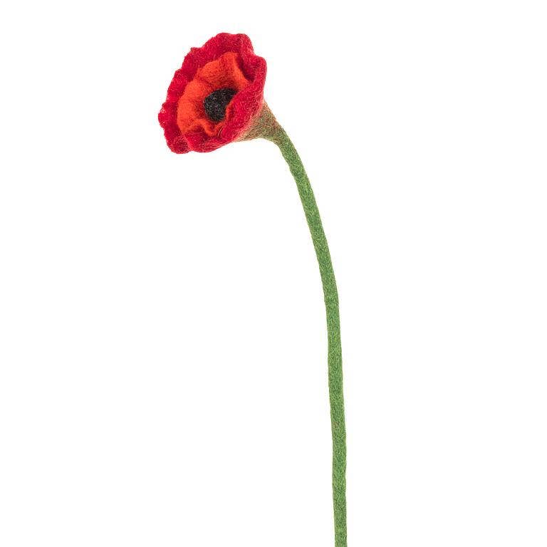 Red Poppy Stem-12.5"H