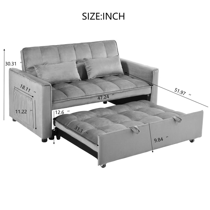 3 In 1 Pull Out Couch Convertible Sofa Bed With Reclining Backrest