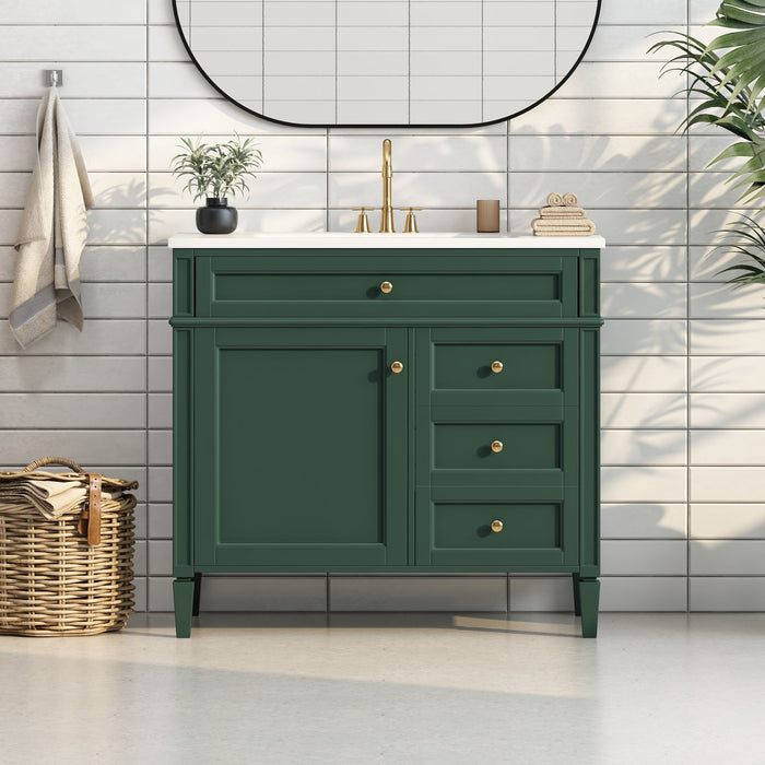 Bathroom Vanity & Top Sink, Modern Bathroom Storage Cabinet With 2 Drawers And A Tip-Out Drawer