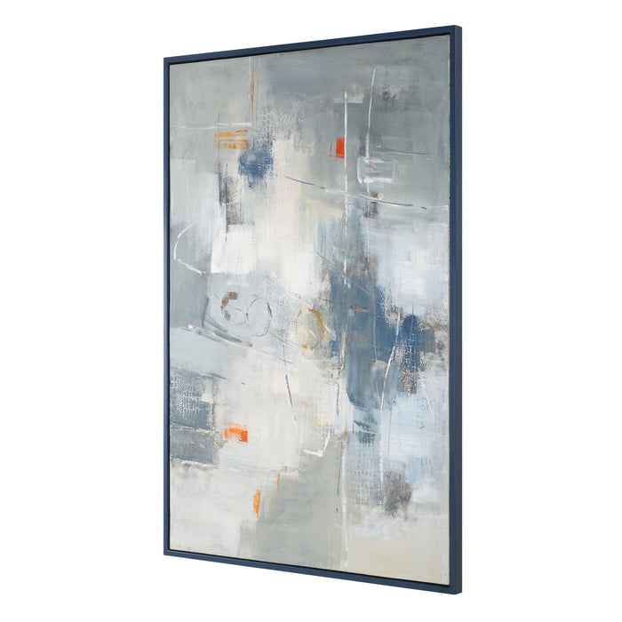 Blueprint - Hand Painted Modern Art - Black / Blue / Gold / Gray / Orange / White