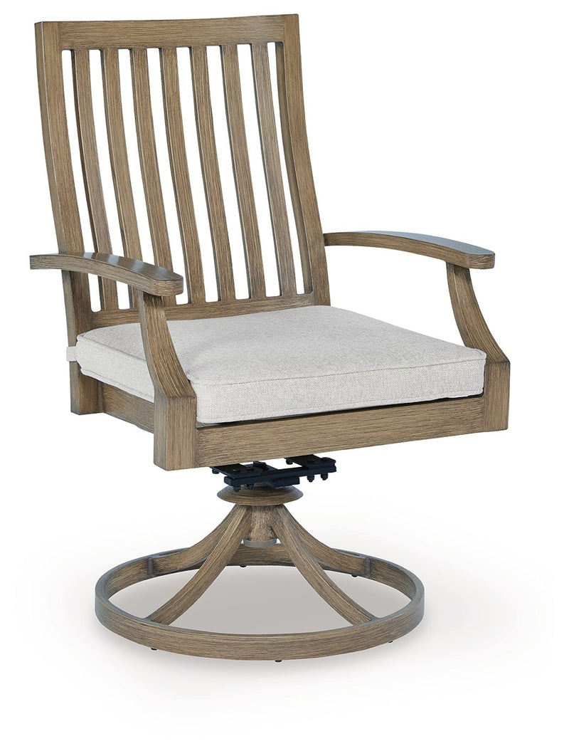 Rainier Ranch - Swivel Chair With Cushion (Set of 2) - Brown / Beige