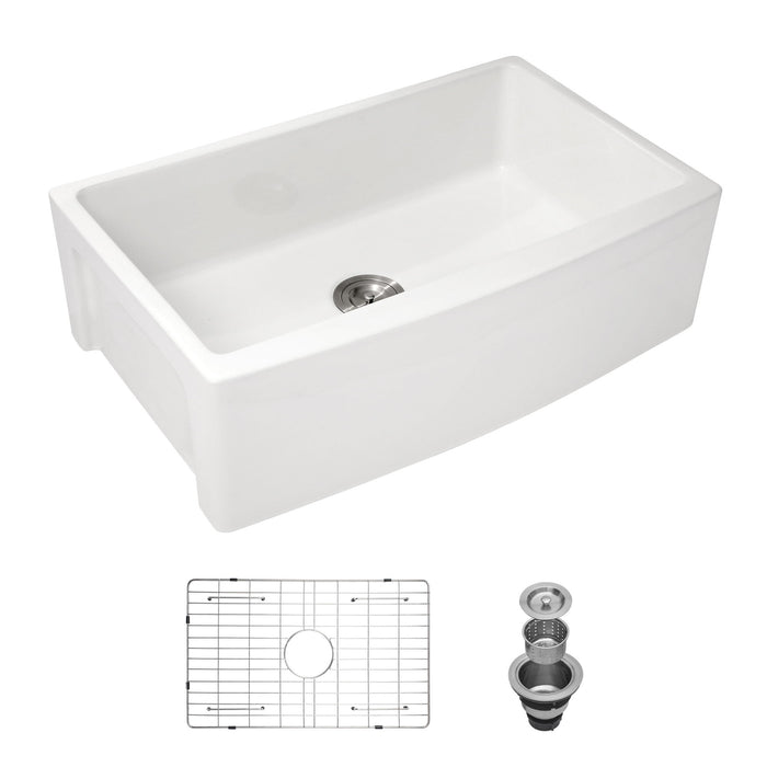 Farmhouse Sink, Apron Front Single Bowl With Arch Edge Design
