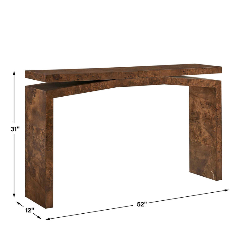 Naoko - Burl Wood Console Table - Woodtone