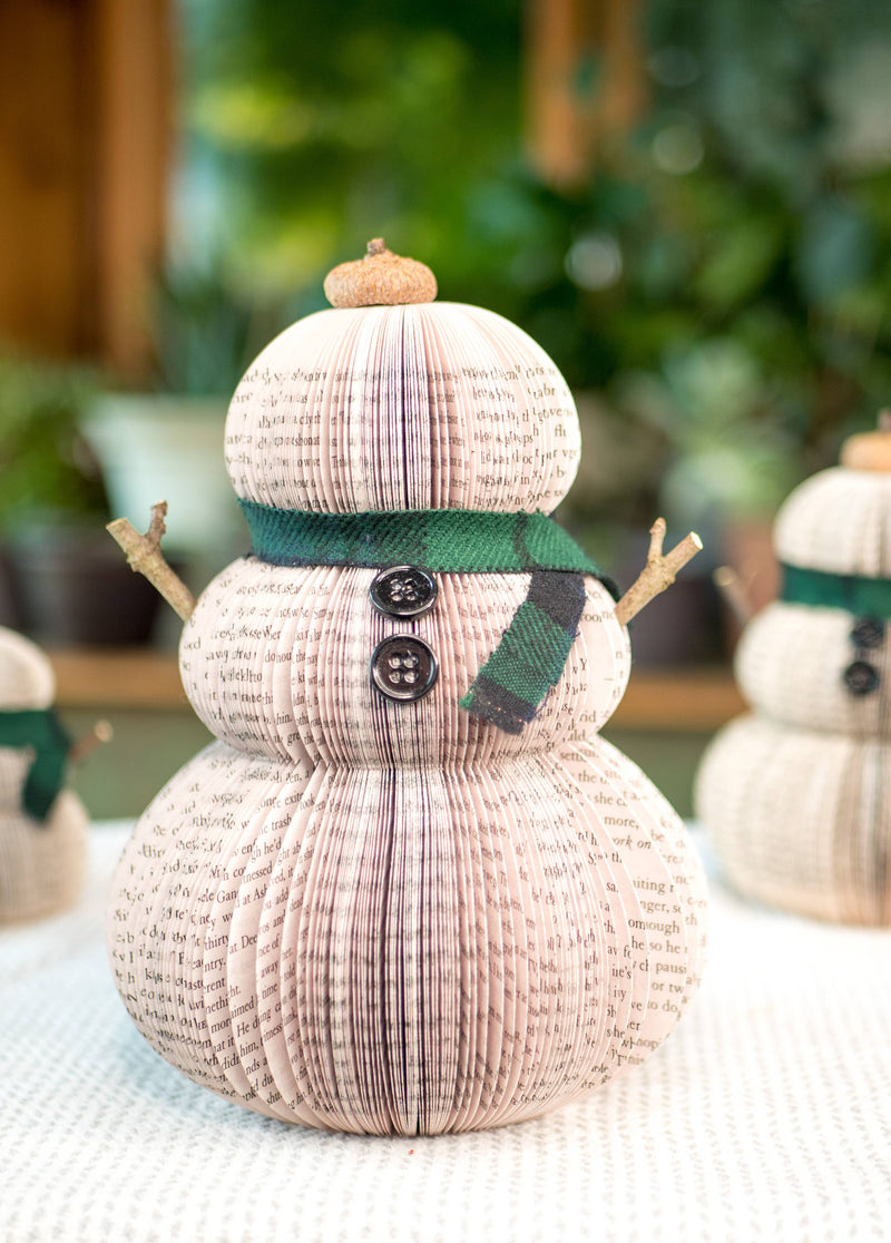 Book Page Snowman-Green-Medium