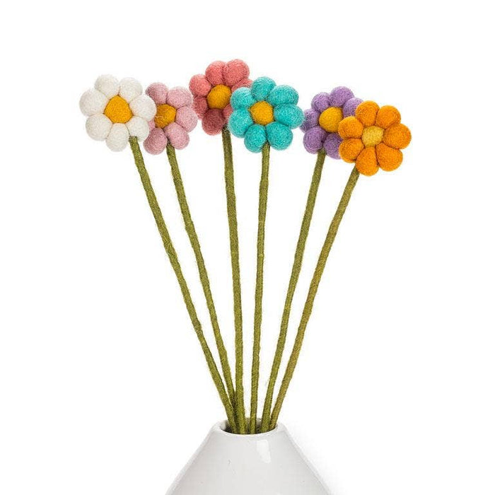 Pompom Daisy Stem-6Asst-13"H