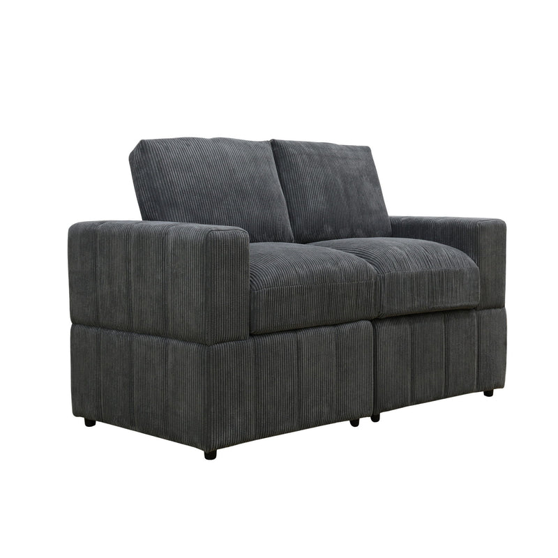 Oversized Modular Loveseat, 2 Piece Living Room Sofa Set - Dark Gray