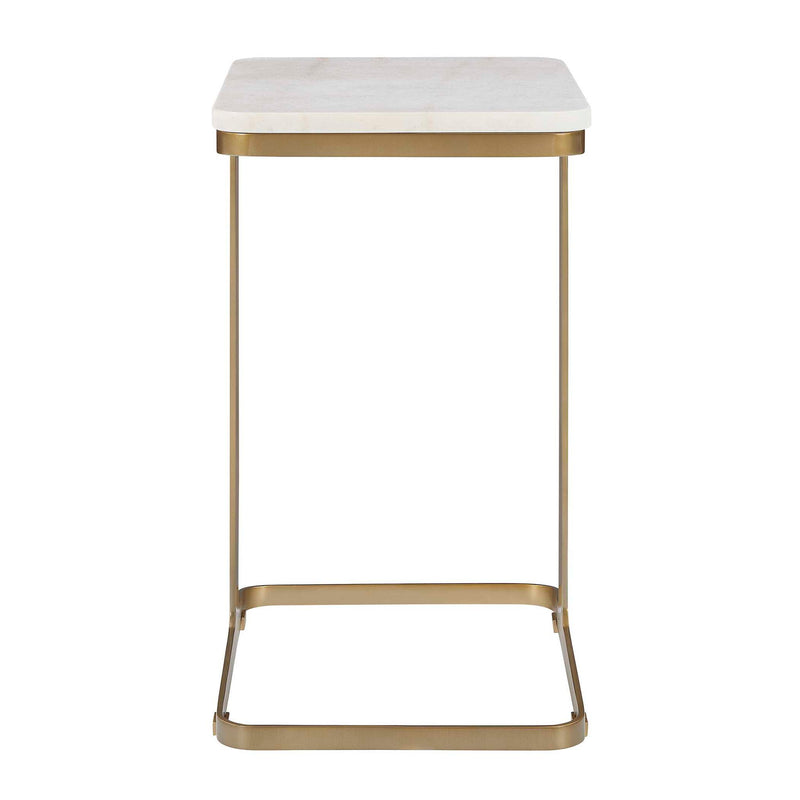 Tylan - Marble Accent Table - Brass / White