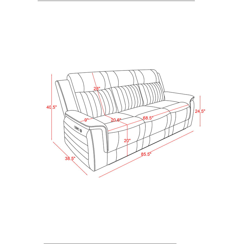 Ian - Power Reclining Sofa With LED & Global Surround System - Charcoal