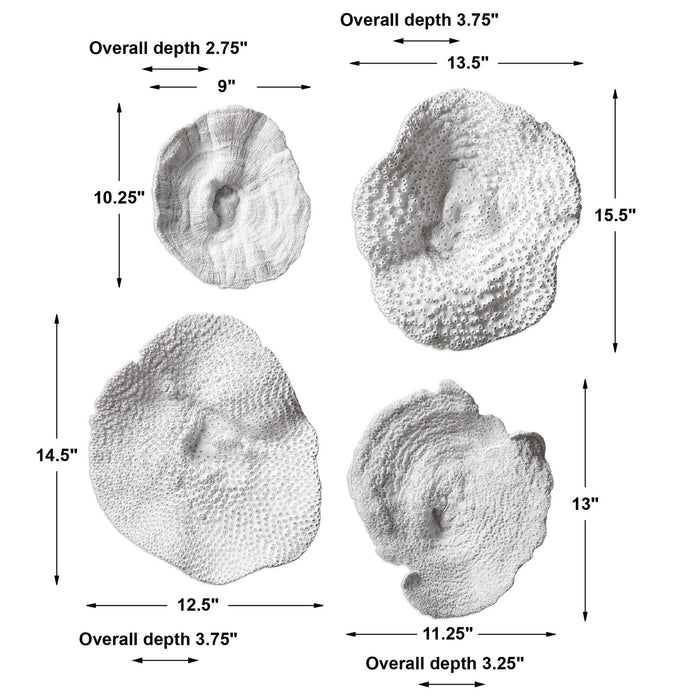 Sea Coral - Wall Art (Set of 4) - White