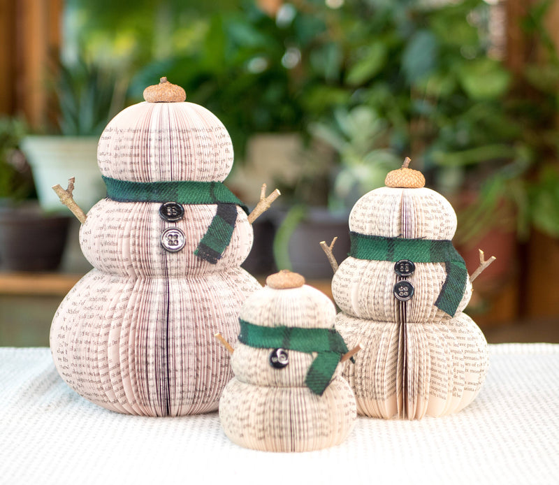 Book Page Snowman-Green-Medium