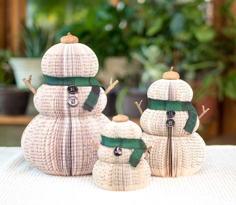 Book Page Snowman-Green-Medium