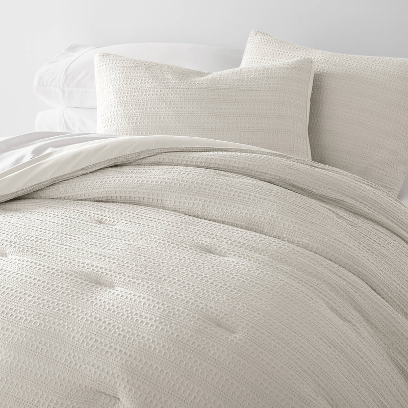 Waffle Textured 3 Piece Down Alternative Comforter Set