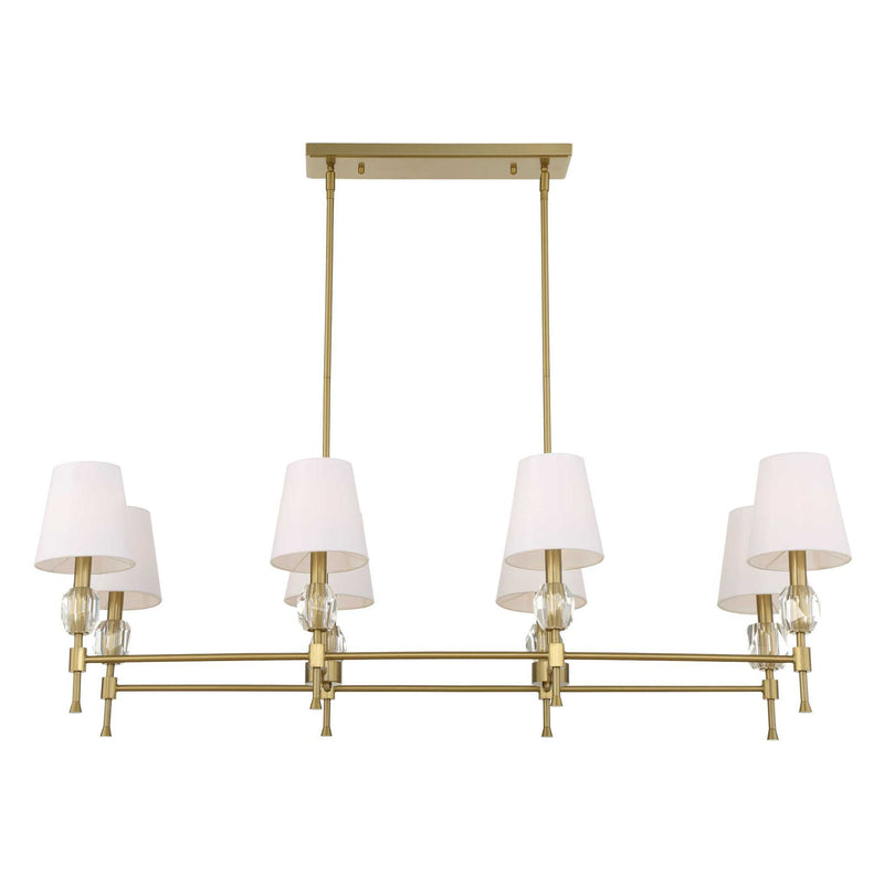 Arques - 8 Light Linear Chandelier - White / Gold
