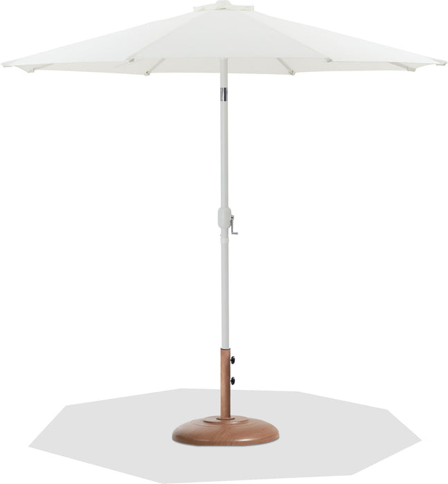 Fiji - Aluminum Patio Umbrella With Round Teak And White Base