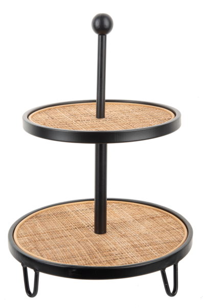 Natural Woven Two-Tier Pedestal Stand