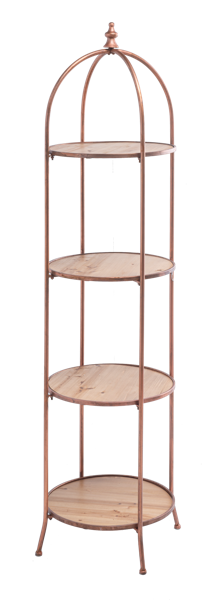 Antique Copper Finish Round Four Tier Plant Stand