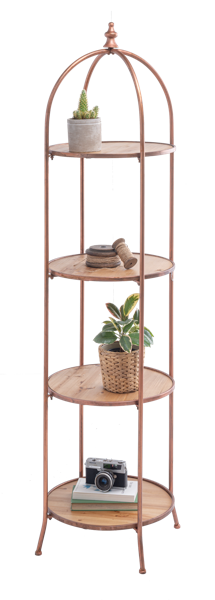 Antique Copper Finish Round Four Tier Plant Stand
