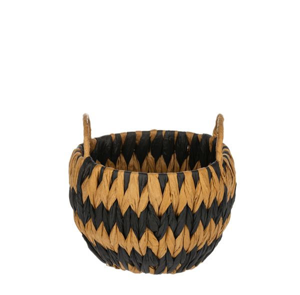 Black and Natural Zig Zag Woven Basket