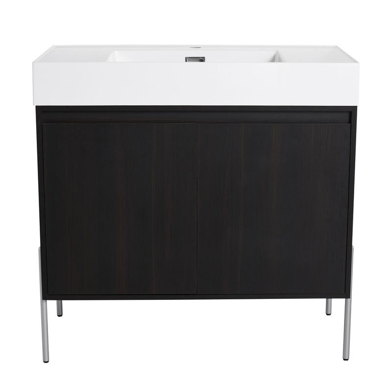 Freestanding Bathroom Vanity With Resin Sink And Storage Cabinet