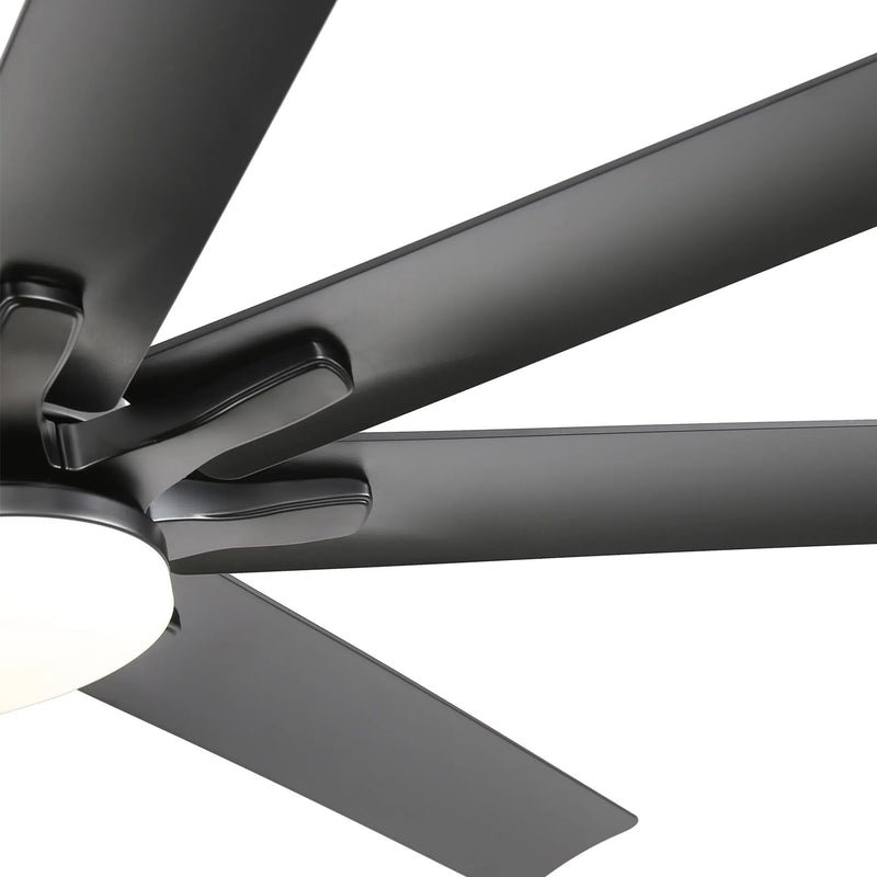 66" Ceiling Fan With Dimmable LED Light, 8 Blades, Smart Remote Control, Reversible DC Motor, For Home Office - Matte Black