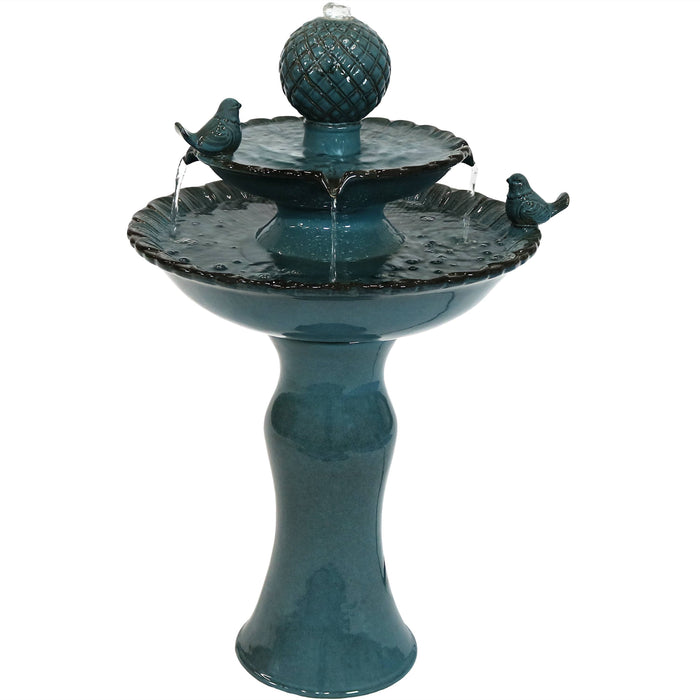 2-Tier Resting Birds Ceramic Water Fountain