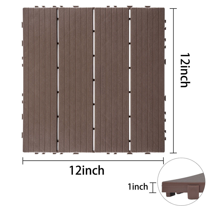 Plastic Interlocking Deck Tiles, Patio Flooring Outdoor Waterproof All Weather Use