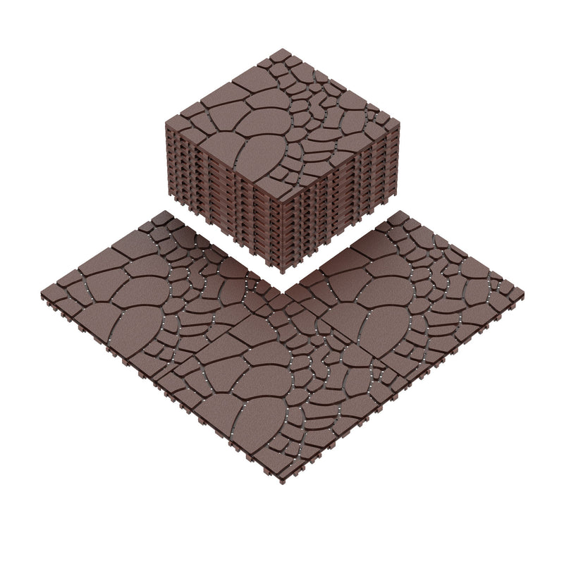 Stone Texture Patio Deck Tiles, 44 Pieces