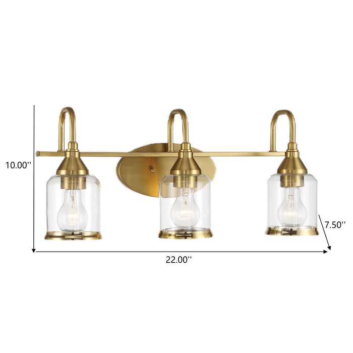 3 Lights Brush Vanity Light - Clear / Gold
