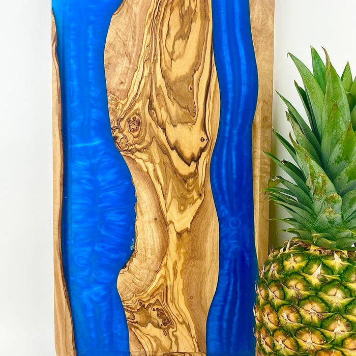 Olive Wood Resin Serving Board | Blue