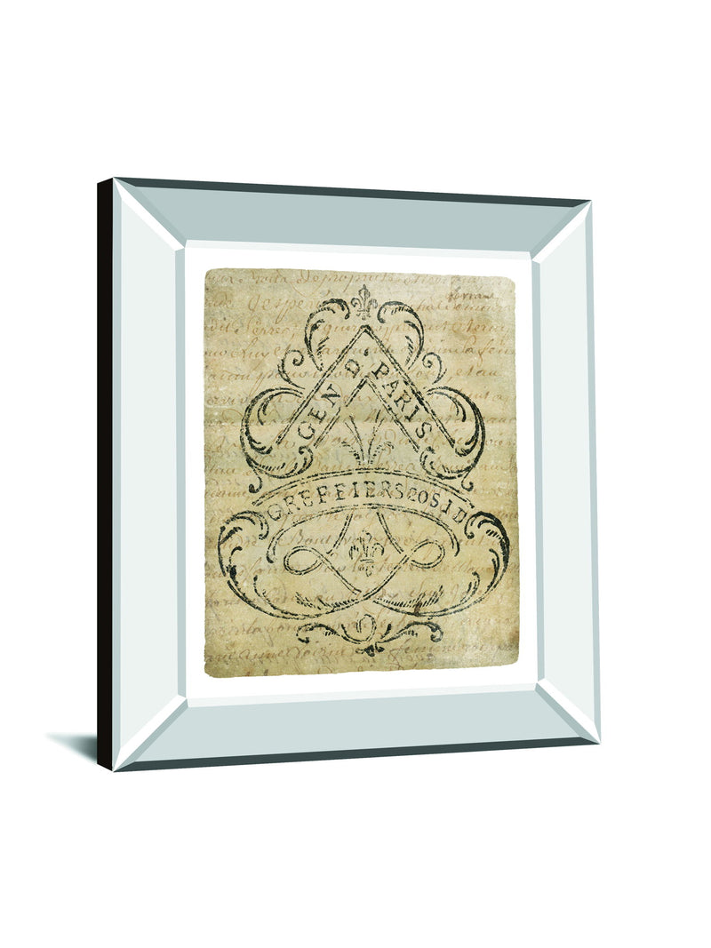 Letter Crest I Vintage V2 By Wild Apple Portfolio - Mirror Framed Print Wall Art - Beige